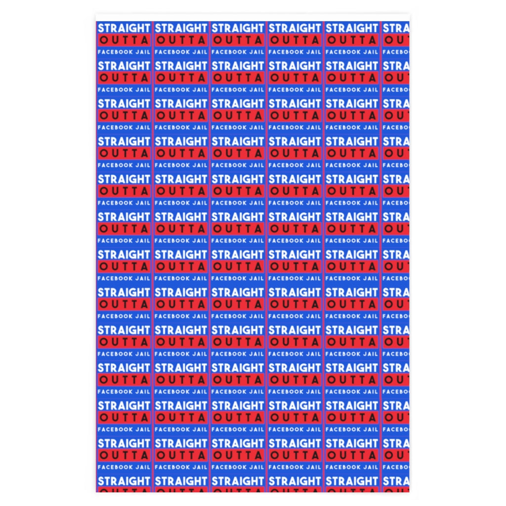 Straight Outta Facebook Jail Red and Blue Wrapping Paper, Censorship Gift Wrap