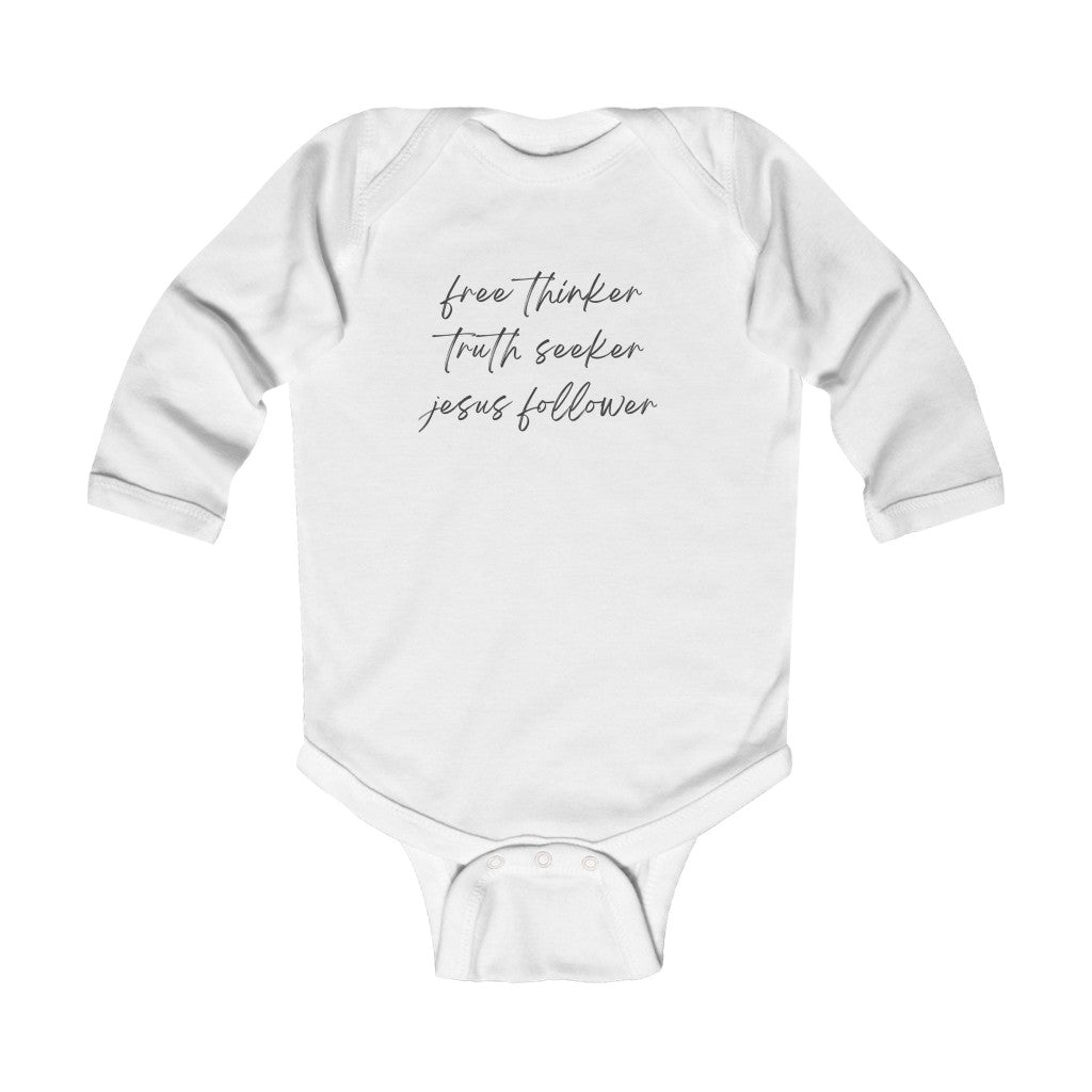 Truth Seeker Jesus Follower Infant Long Sleeve Bodysuit