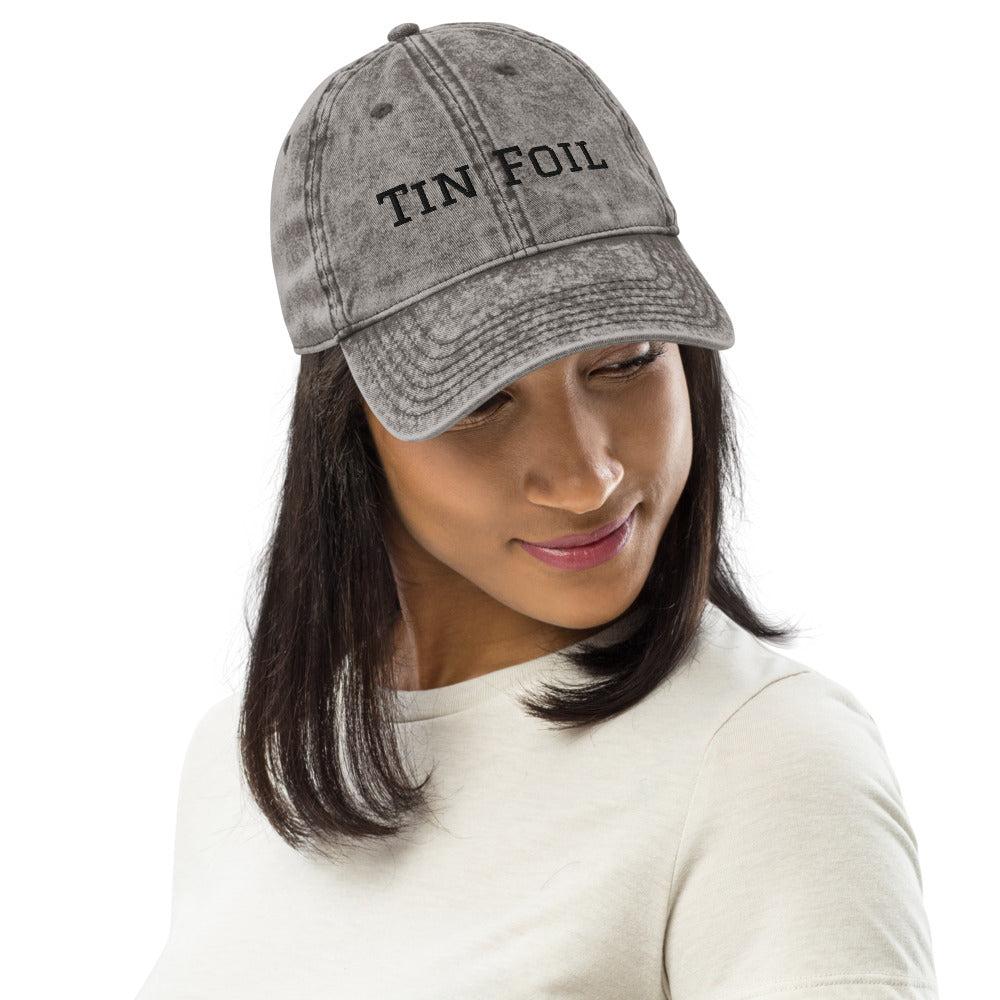 Tin Foil Hat Cotton Twill Cap Black Lettering, Medical Freedom, Conspiracy Theory, Fully Political Gift, Hat, Accessories