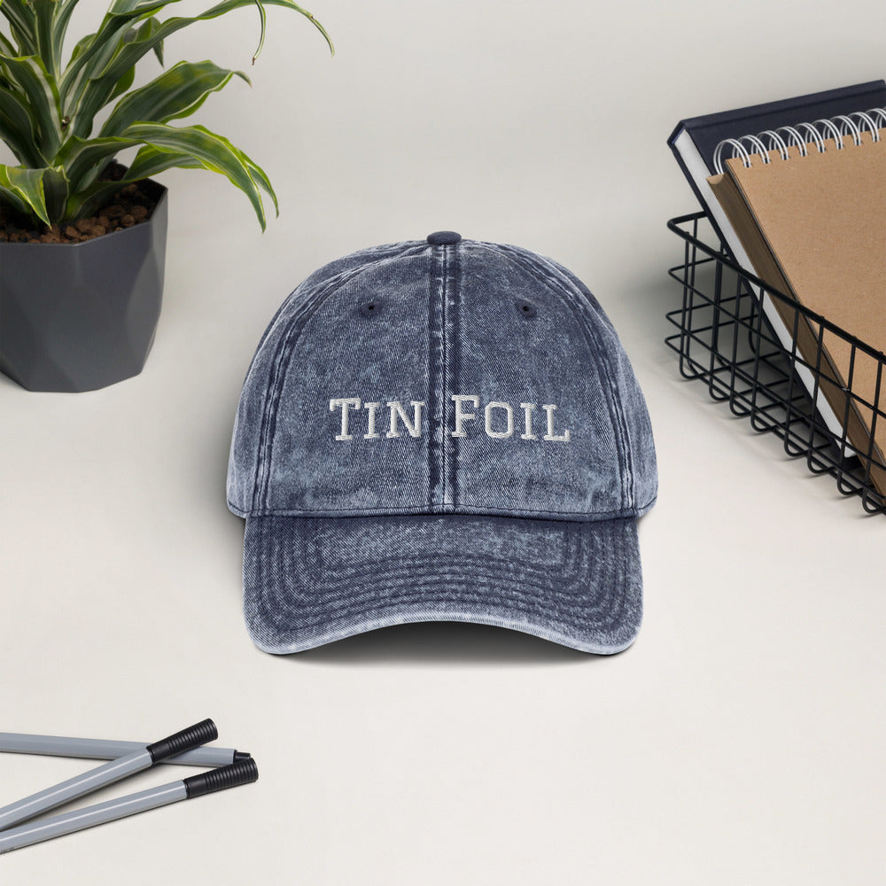Tin Foil Hat Cotton Twill Cap, White Lettering, Medical Freedom, Conspiracy Theory Hat, Funny Political Hat