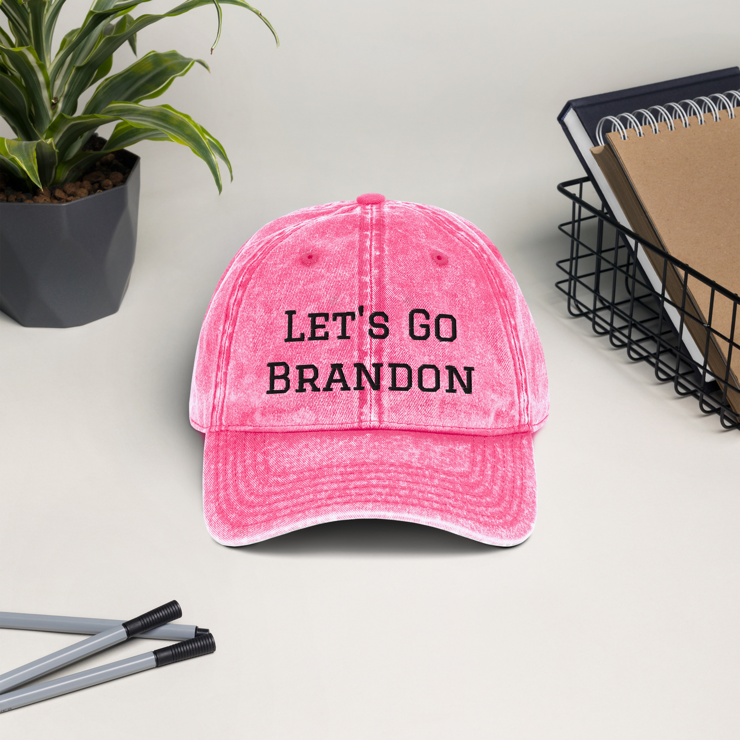 Let's Go Brandon Vintage Cotton Twill Cap with black lettering