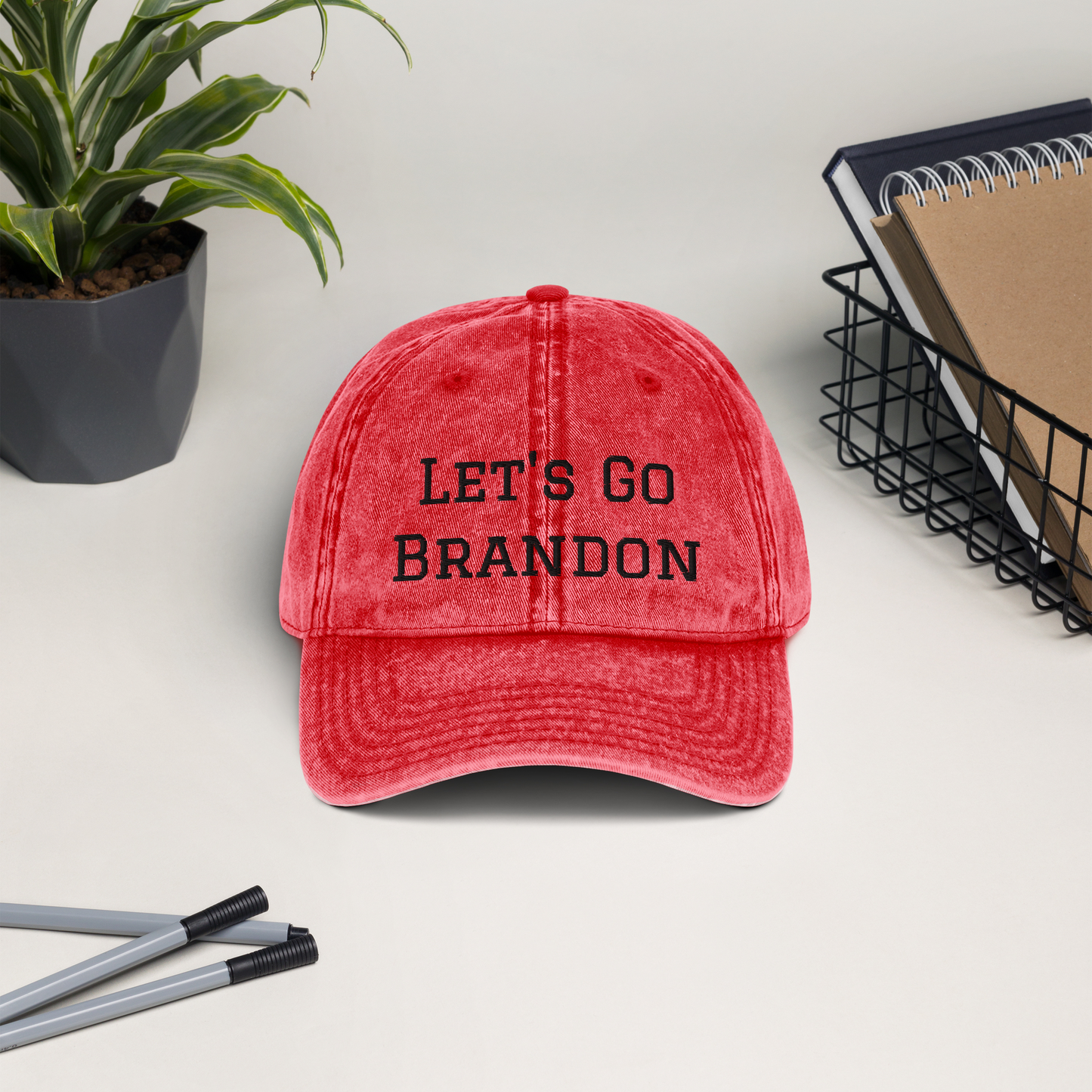 Let's Go Brandon Vintage Cotton Twill Cap with black lettering