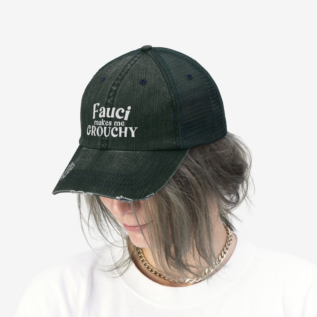 Fauci Makes Me Grouchy Trucker Hat, Funny Political Patriot Cap,  Medical Freedom Protest Hat