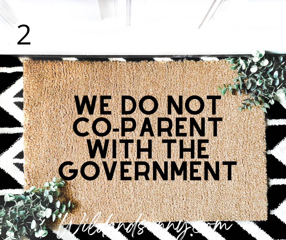 We Do Not Co-Parent with the Government, Hand Painted Doormat, Parental Rights, Front Porch Message