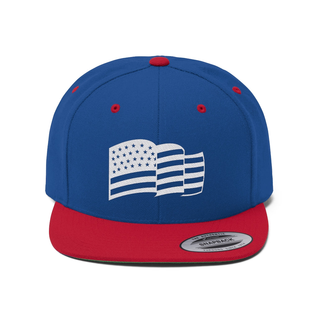 American Flag Wave Flat Bill Hat, American Flag Embroidery, America Hat, Patriot Cap, Winter Accessories, Freedom Hat, Medical Freedom