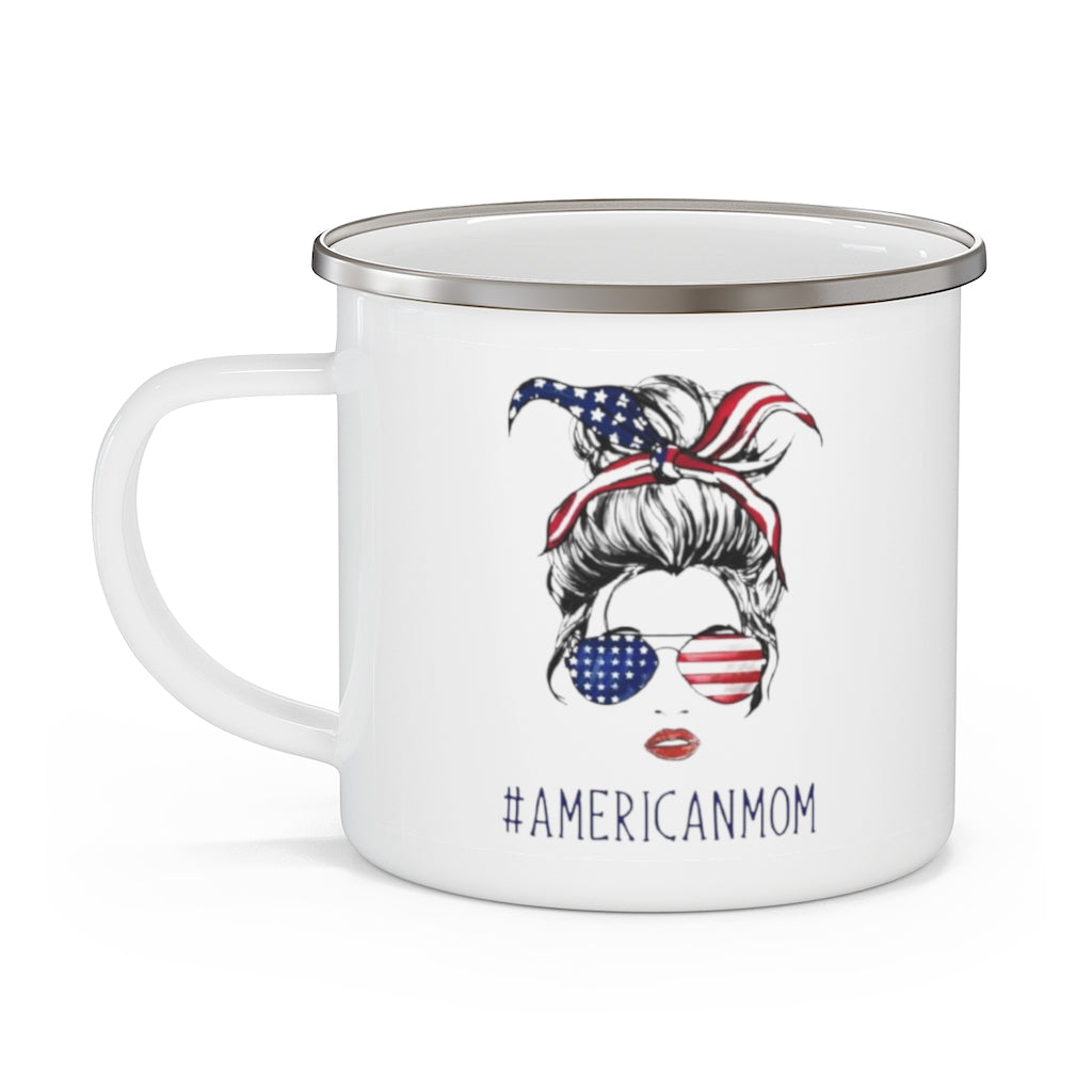 Raising Patriots #American Mom Enamel Camping Mug | Mom Gift | Friend Gift Patriot