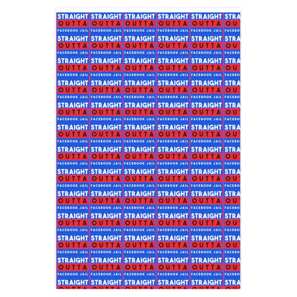 Straight Outta Facebook Jail Red and Blue Wrapping Paper, Censorship Gift Wrap