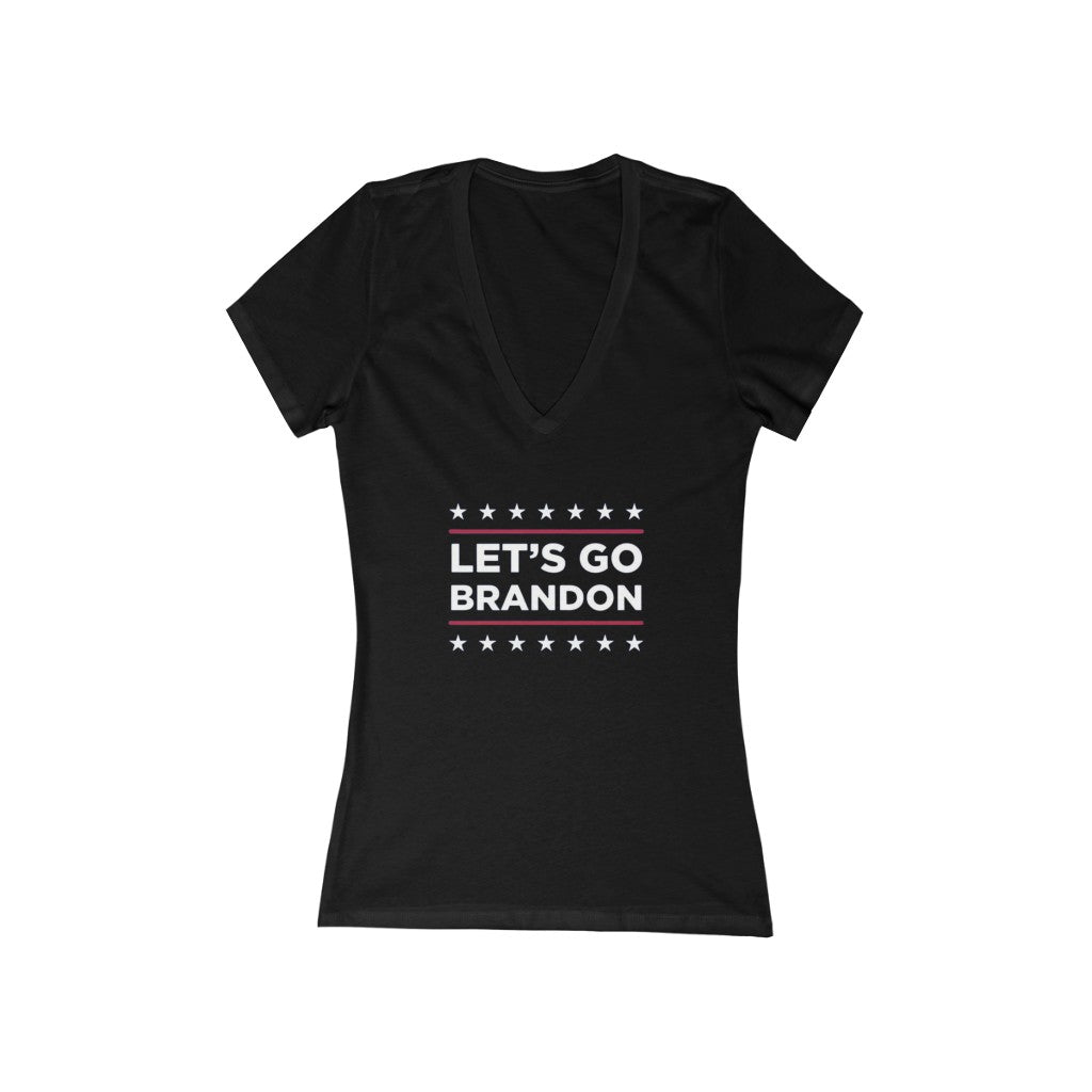 Let's Go Brandon Jersey Short Sleeve Deep V-Neck Tee