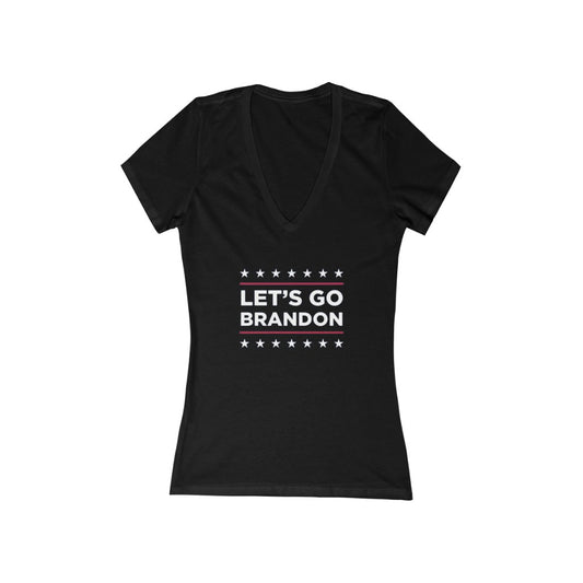 Let's Go Brandon Jersey Short Sleeve Deep V-Neck Tee