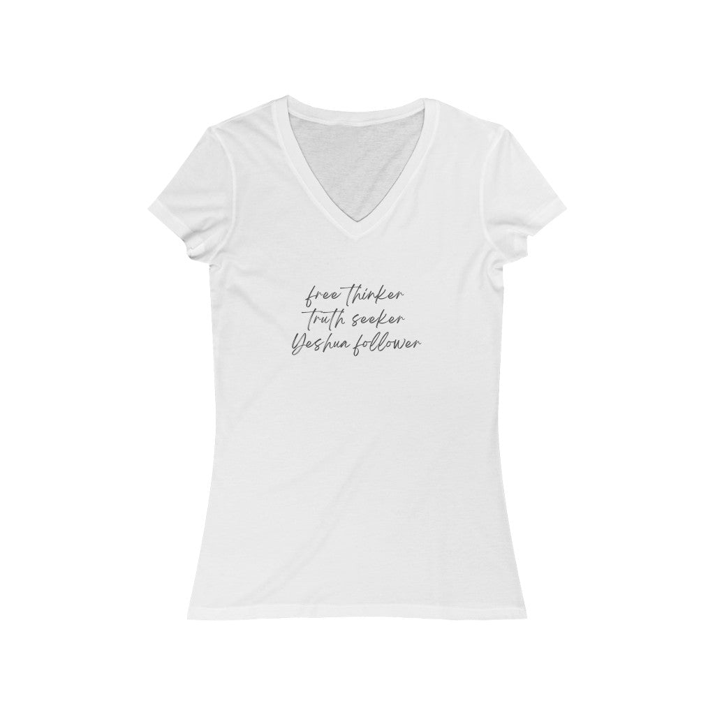 Yeshua Follower Women's Jersey Short Sleeve V-Neck Tee