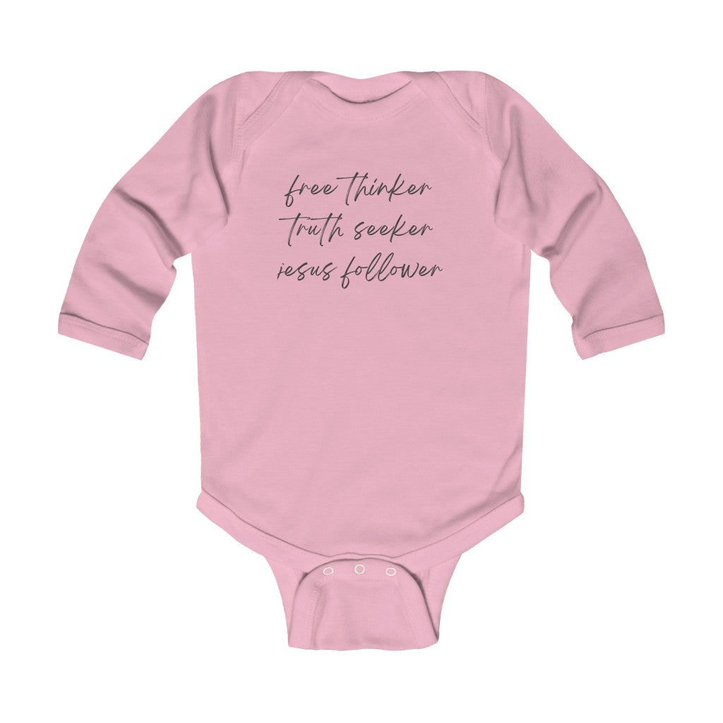 Truth Seeker Jesus Follower Infant Long Sleeve Bodysuit