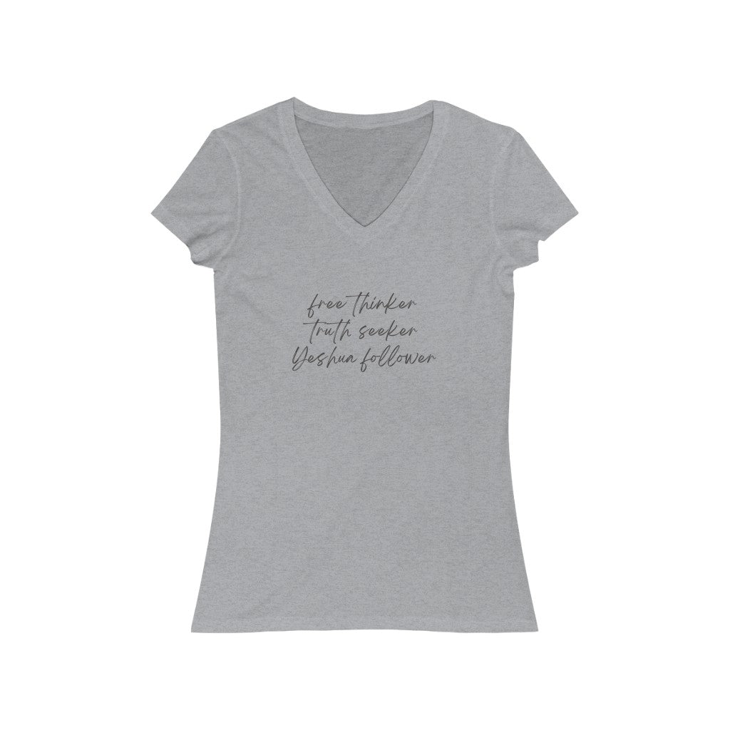 Yeshua Follower Women's Jersey Short Sleeve V-Neck Tee