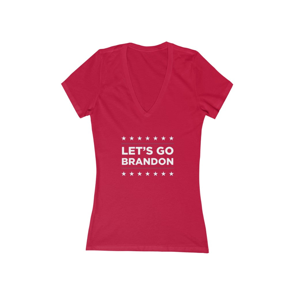 Let's Go Brandon Jersey Short Sleeve Deep V-Neck Tee