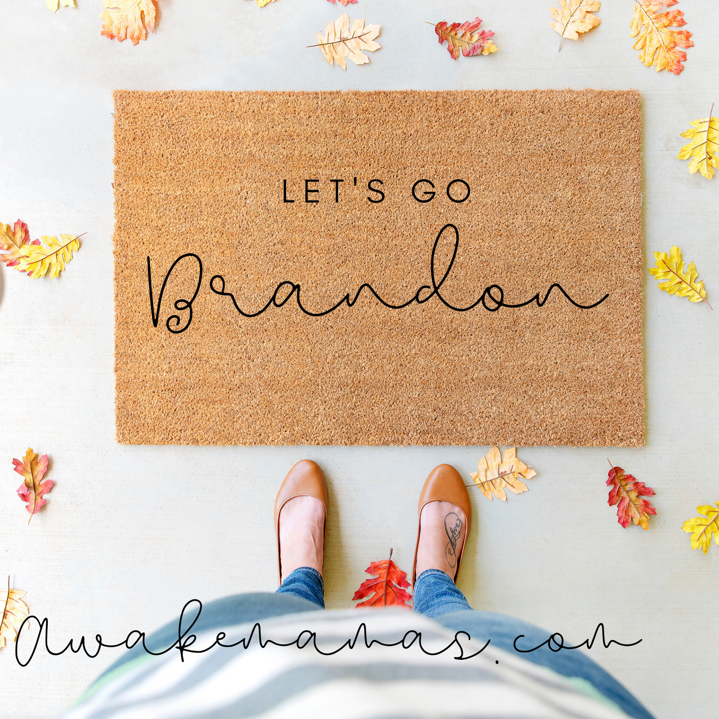 Let's Go Brandon Political Doormat, 18 x 30 Front Porch Decor, Anti Biden Decor, LGB, Defund the Media Doormat