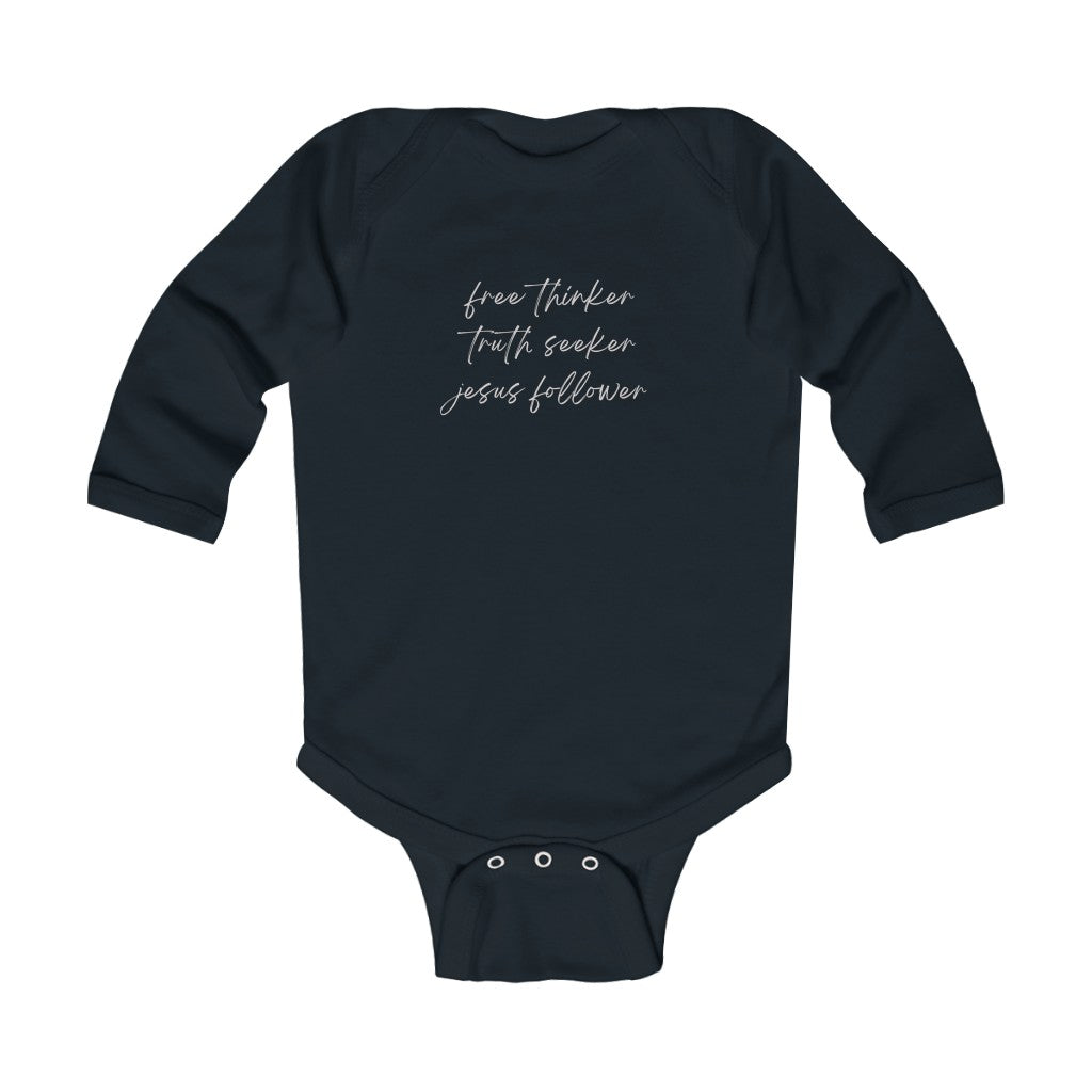 Truth Seeker Jesus Follower Infant Long Sleeve Bodysuit