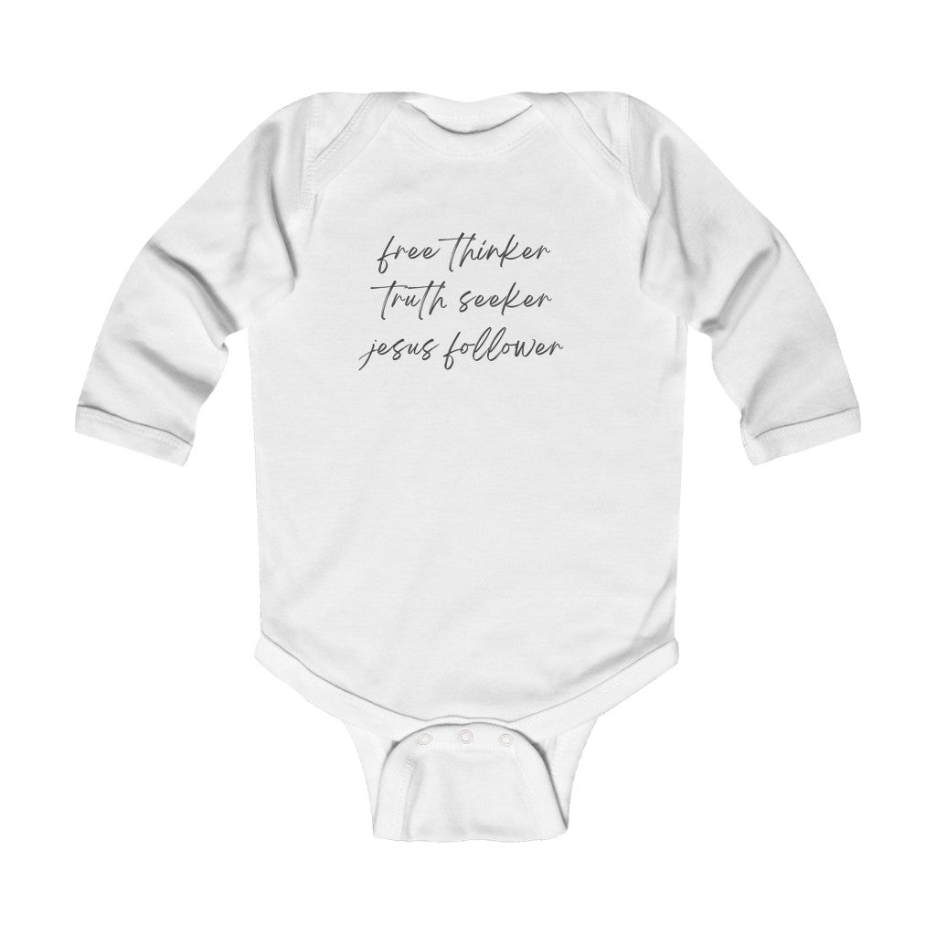 Truth Seeker Jesus Follower Infant Long Sleeve Bodysuit