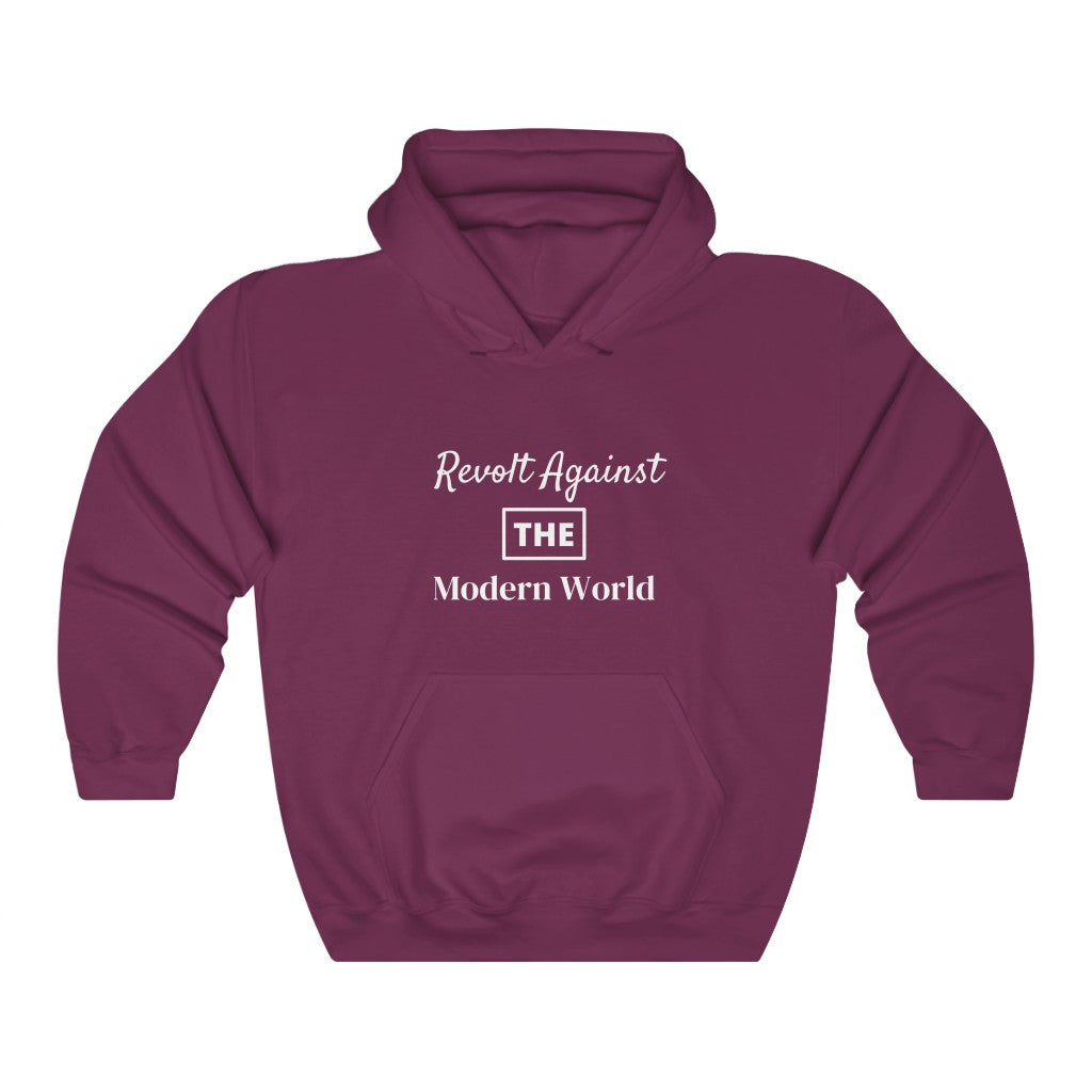 Revolt Against The Modern World Hoodie with Back Message