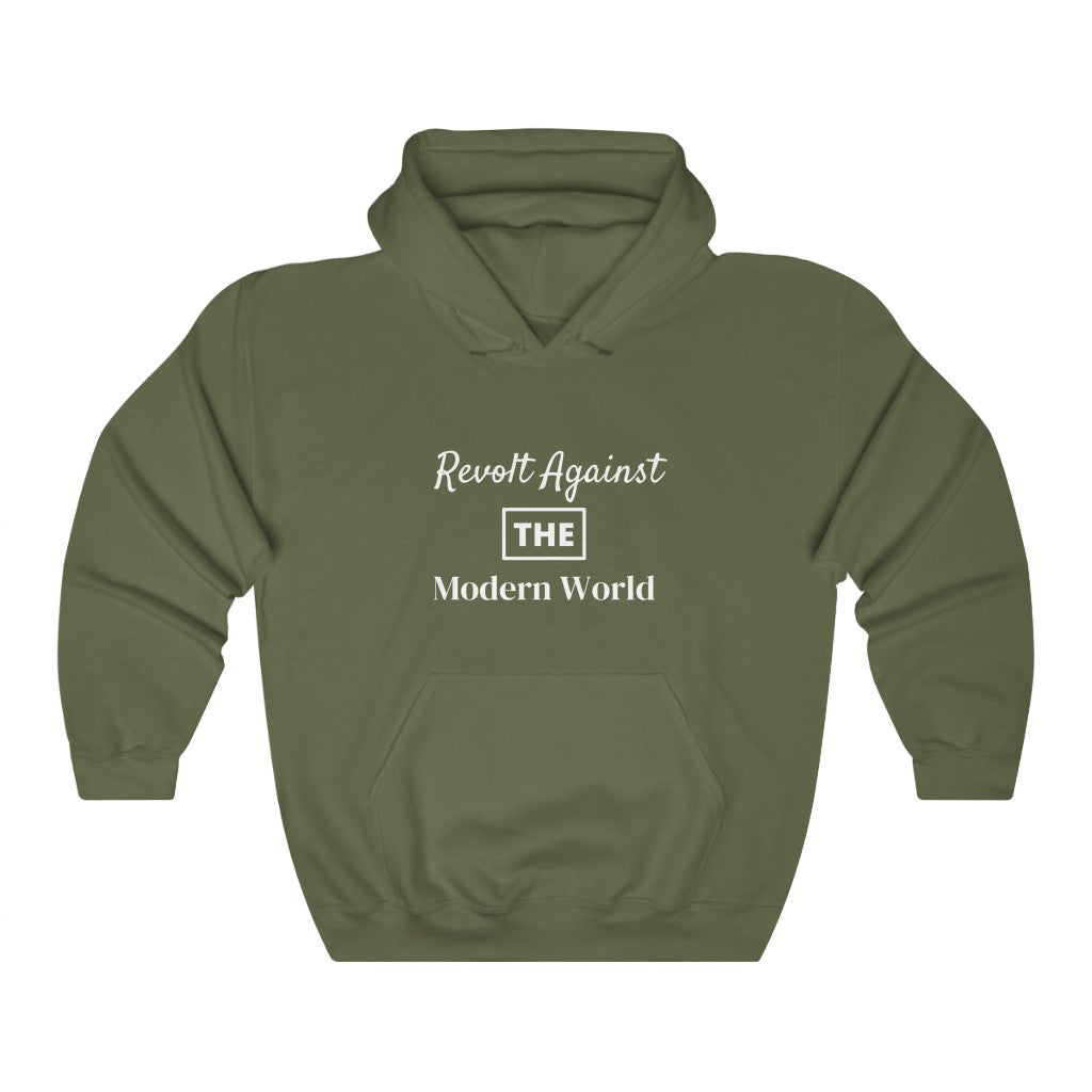 Revolt Against The Modern World Hoodie with Back Message