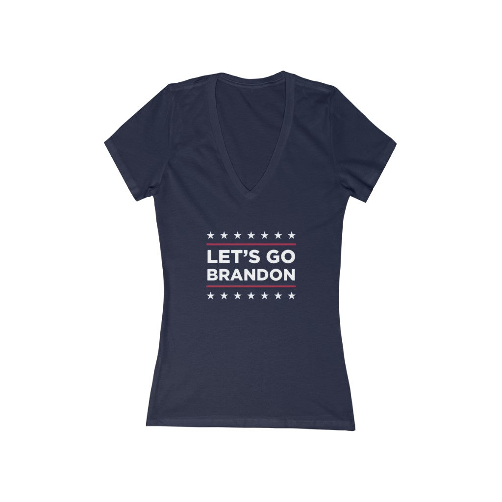 Let's Go Brandon Jersey Short Sleeve Deep V-Neck Tee