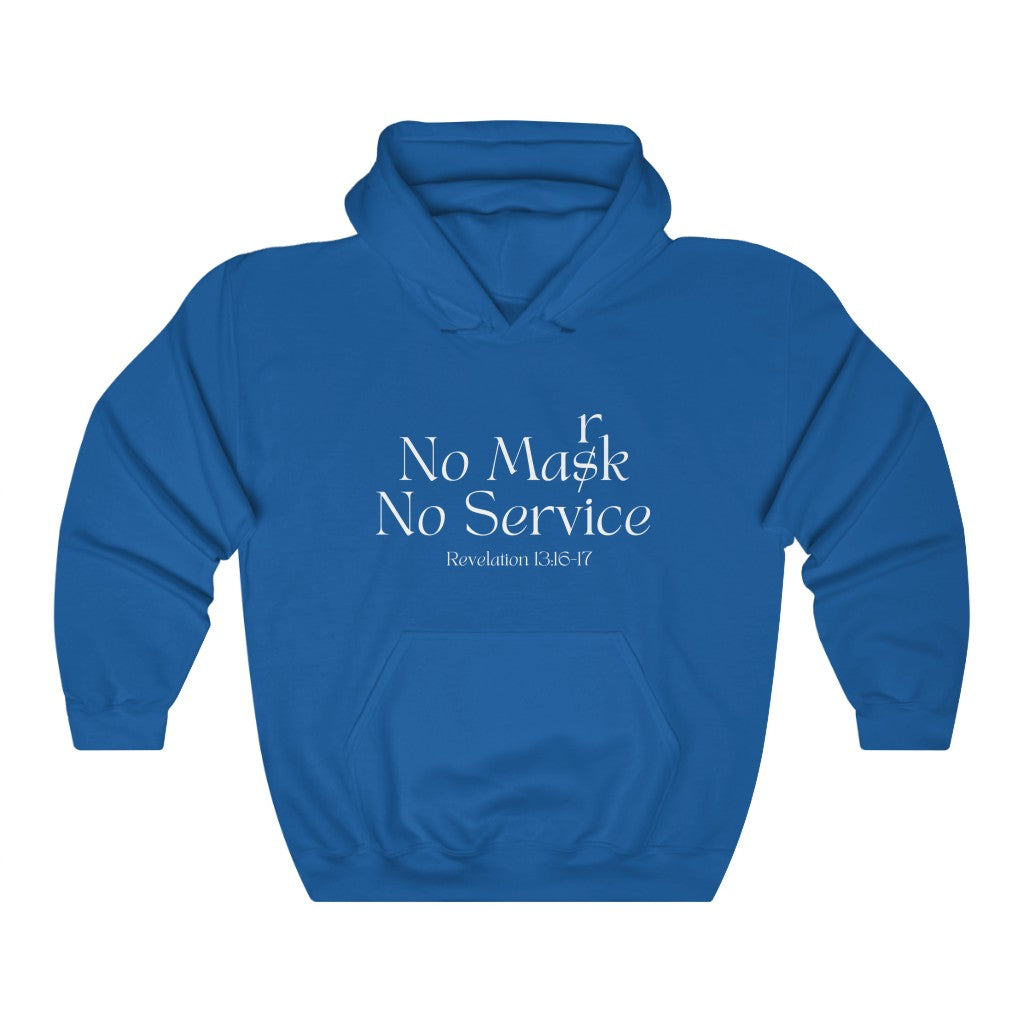 No Mask No Service Heavy Blended Hooded Sweatshirt, Revelation 13, End Times prophecy, Book of Revelation Shirt