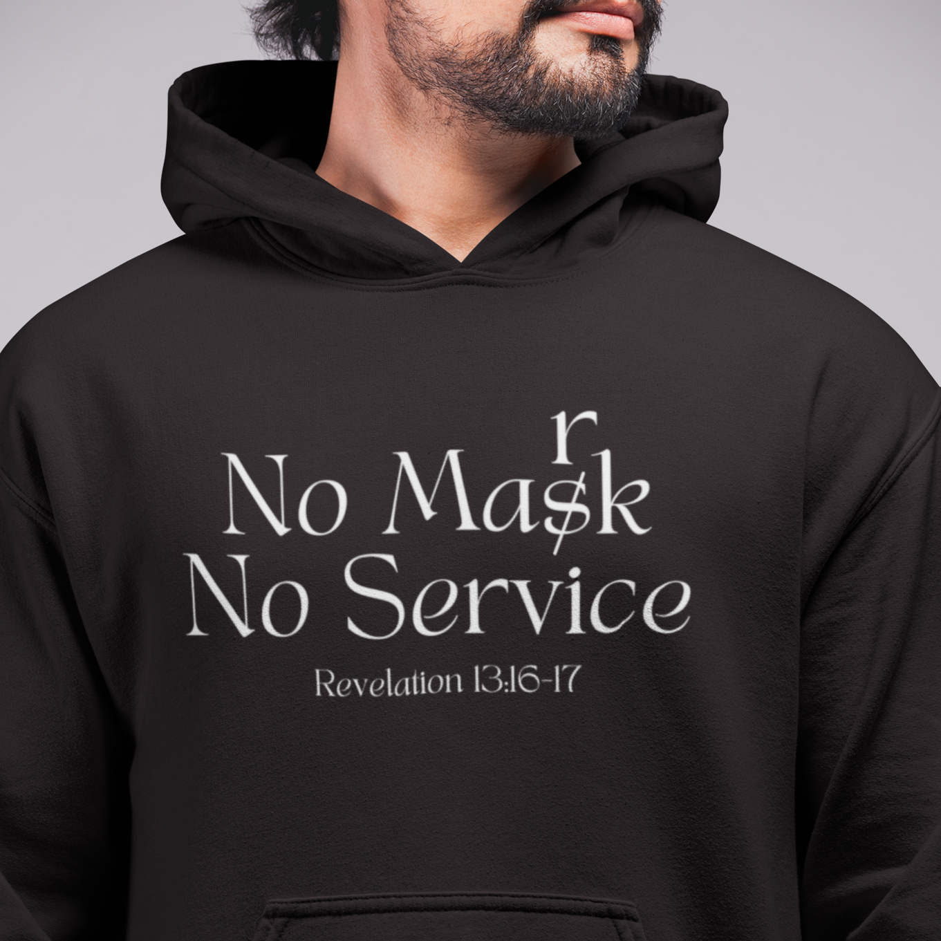 No Mask No Service Heavy Blended Hooded Sweatshirt, Revelation 13, End Times prophecy, Book of Revelation Shirt