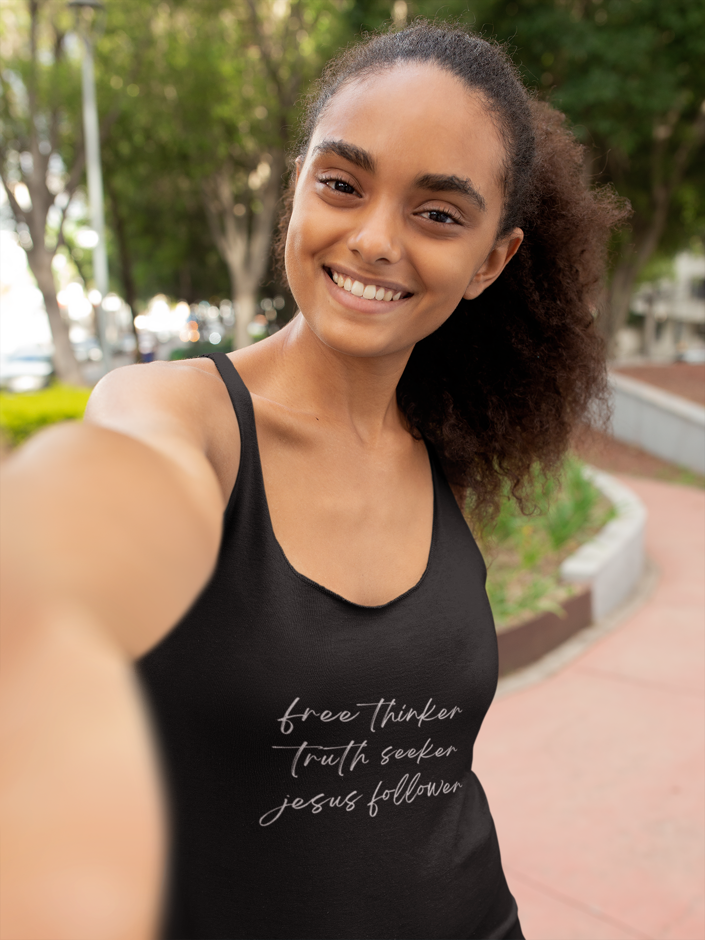 Free Thinker Truth Seeker Jesus Follower Racerback Tank