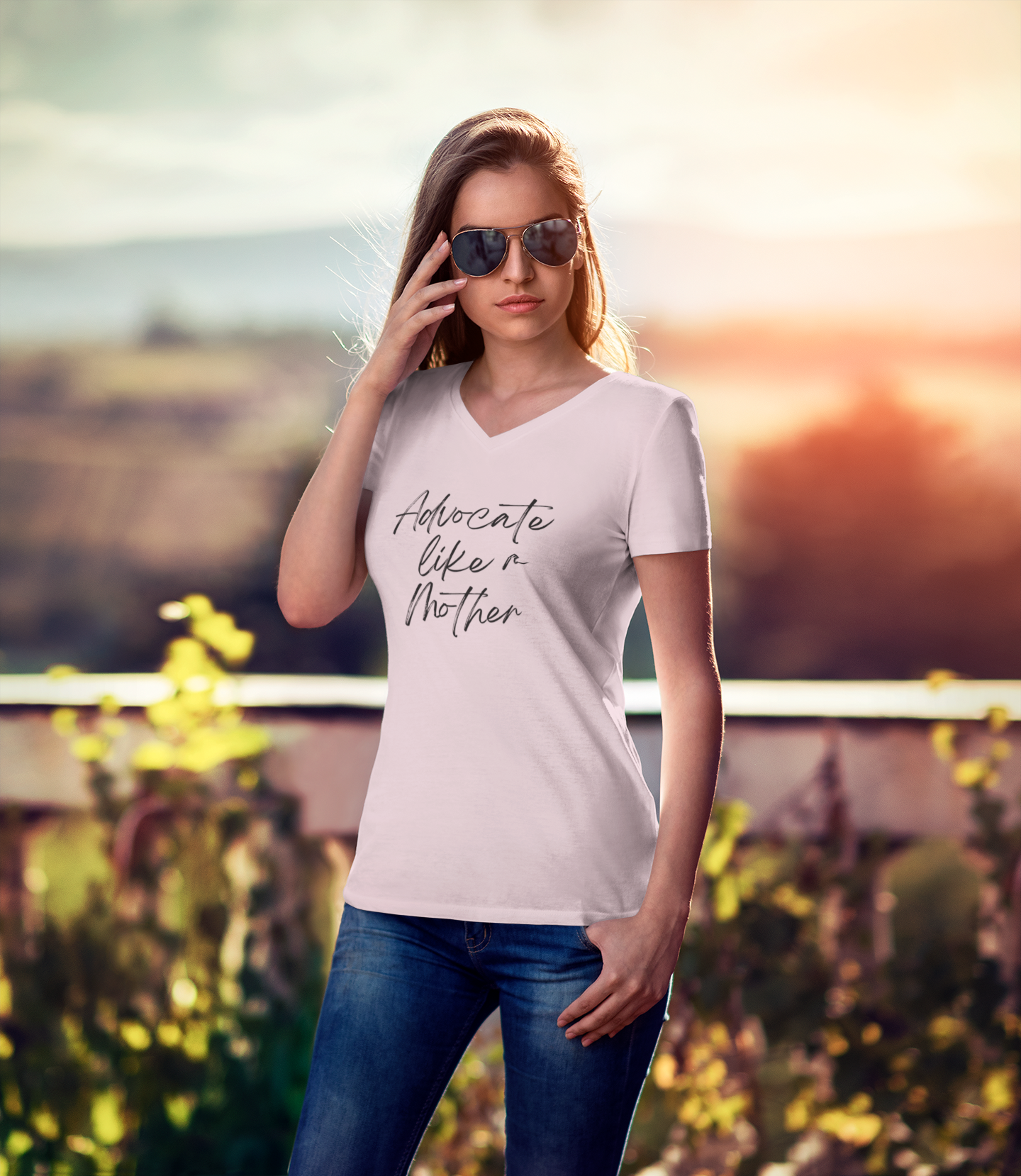 Advocate Like a Mother Women's Jersey Short Sleeve V-Neck Tee