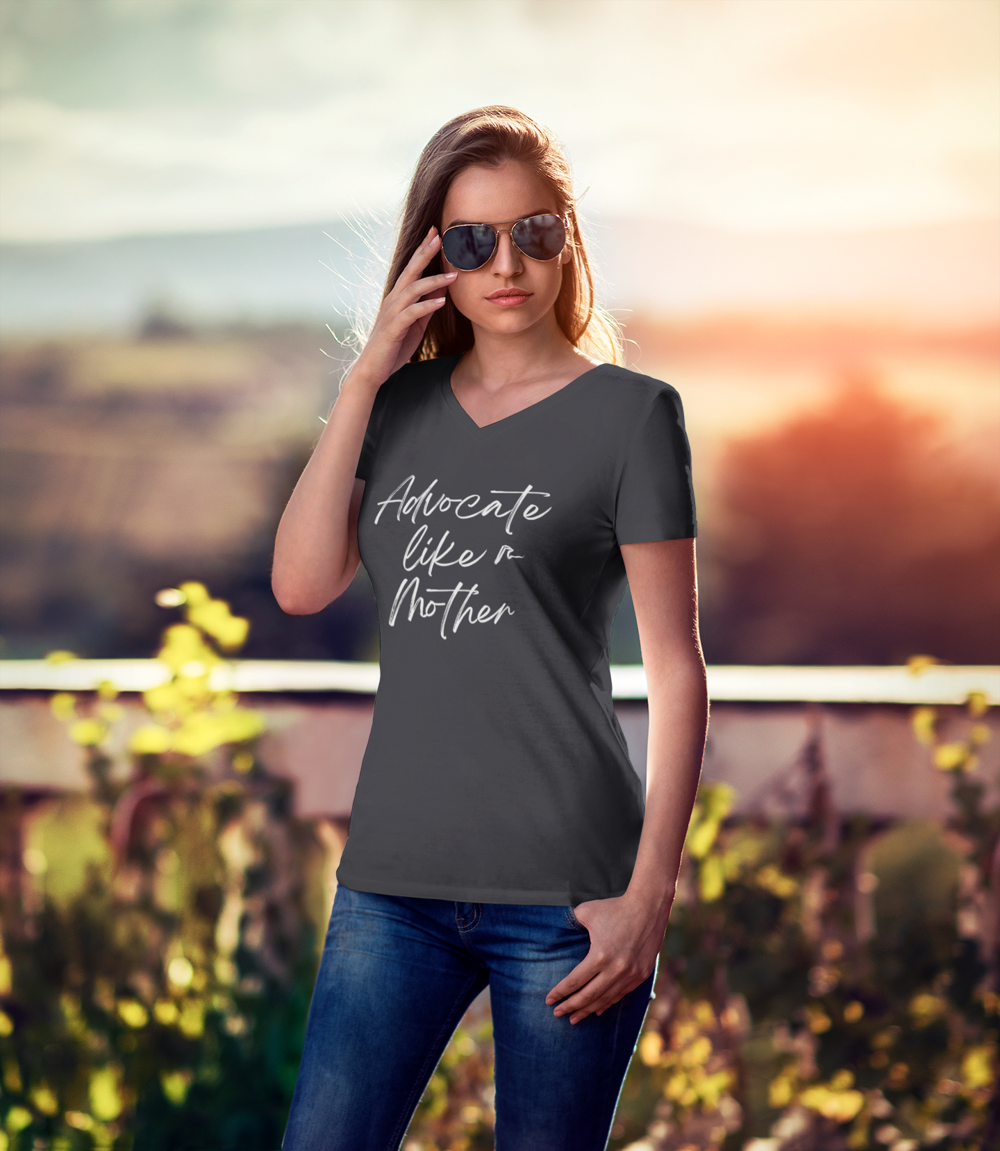 Advocate Like a Mother Women's Jersey Short Sleeve V-Neck Tee